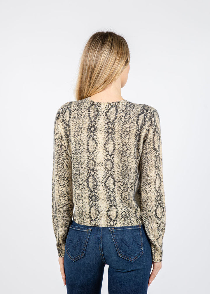 Frame The Cashmere Snake Cardigan in Camel Multi available at Barbara Katz