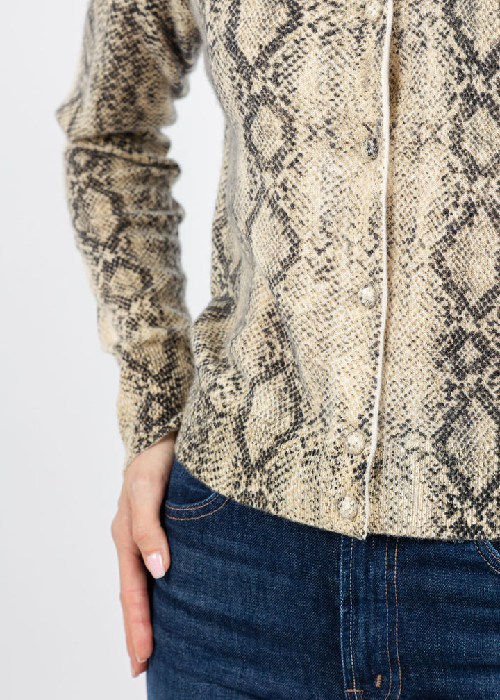 Frame The Cashmere Snake Cardigan in Camel Multi available at Barbara Katz