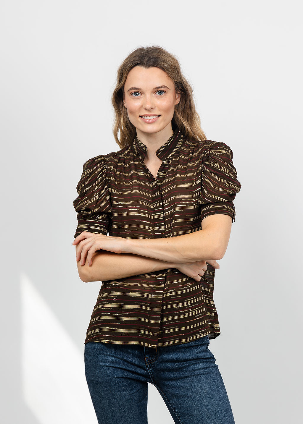 Frame The Gillian Top in Oakwood available at Barbara Katz