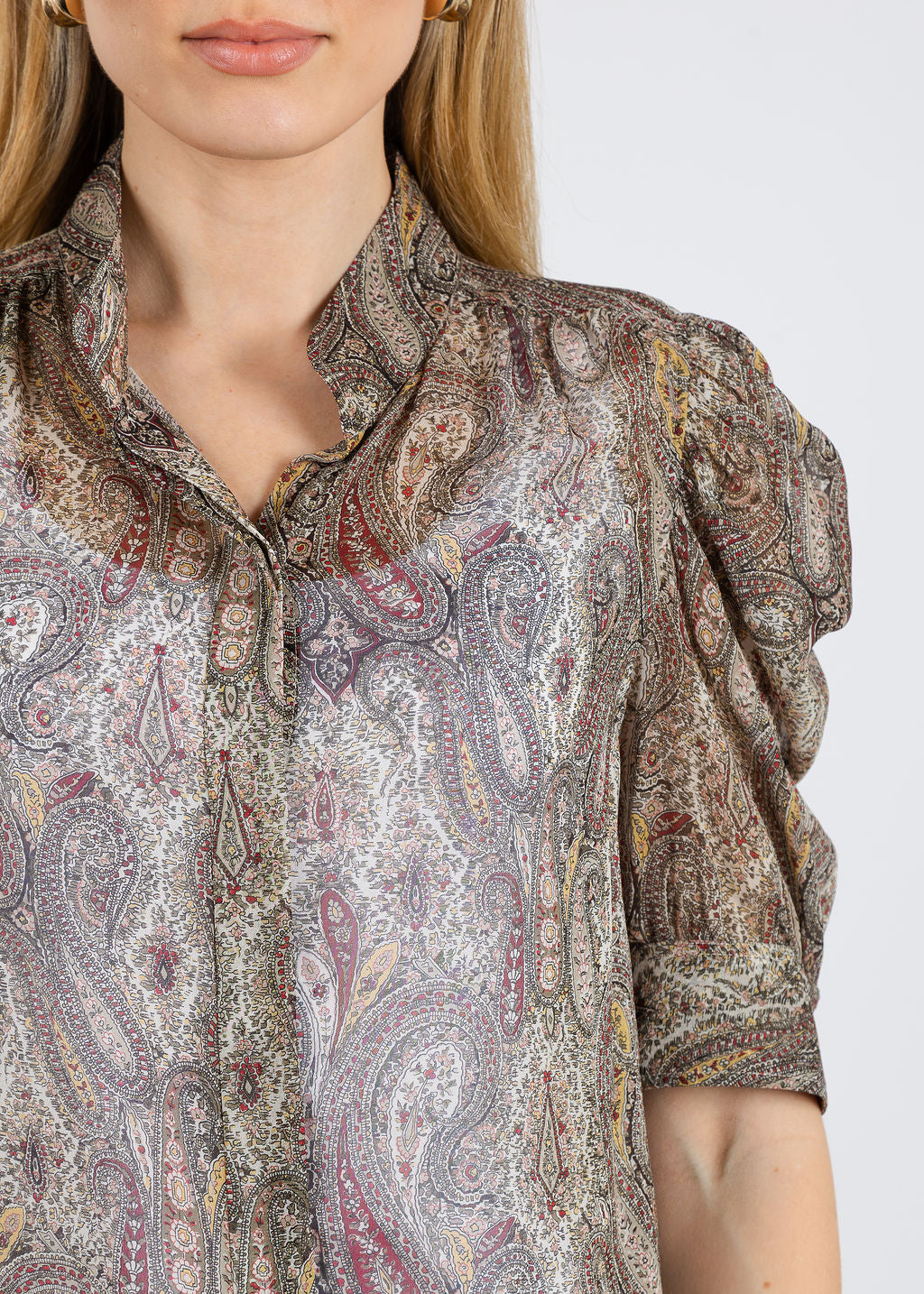 Frame The Paisley Gillian Top in Ecru Multi available at Barbara Katz
