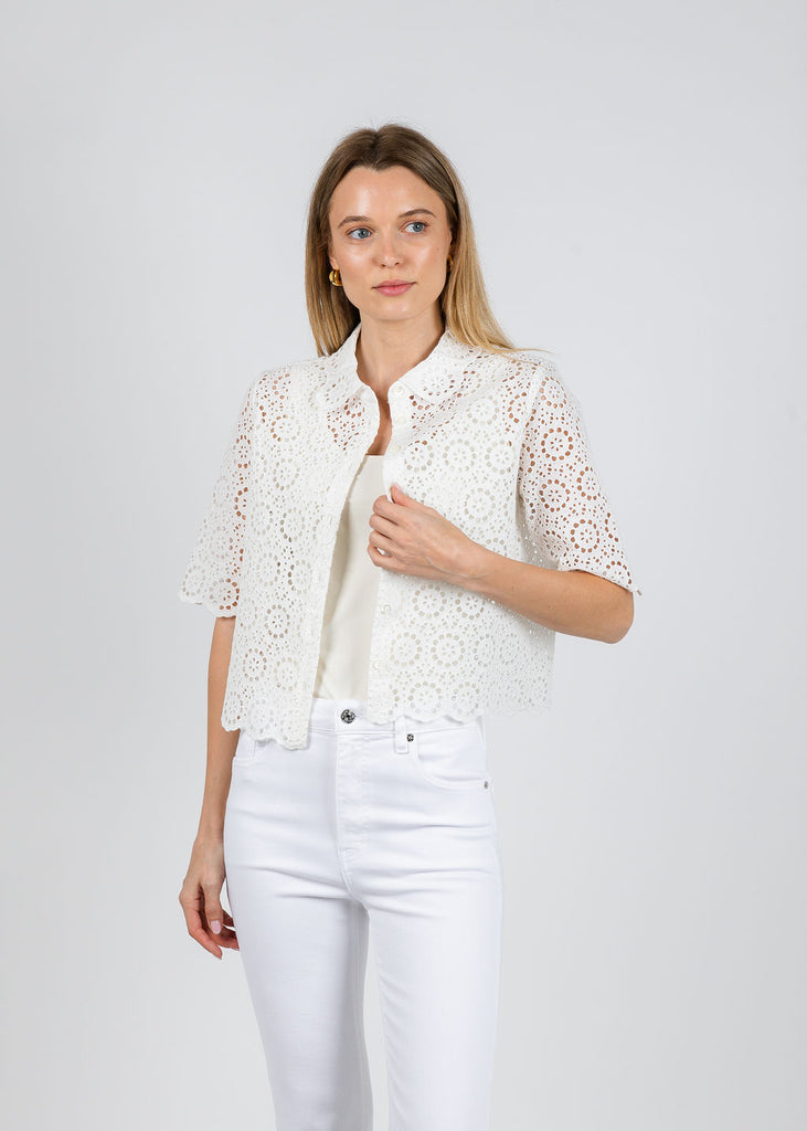 Frame The Petal Eyelet Shirt - White