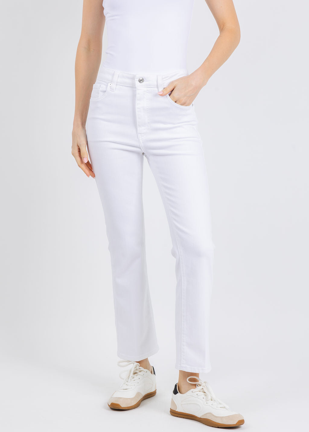 Frame The Reboot Crop Jeans in White available at Barbara Katz