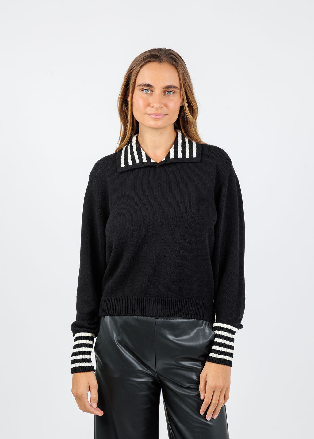 Frame The Sailor Pullover Sweater in Black Multi available at Barbara Katz