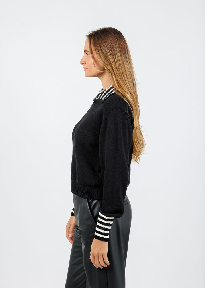 Frame The Sailor Pullover Sweater in Black Multi available at Barbara Katz