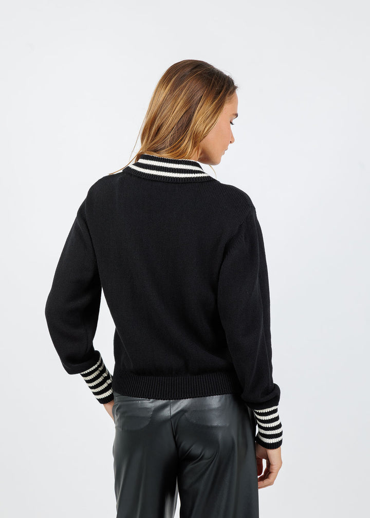Frame The Sailor Pullover Sweater in Black Multi available at Barbara Katz
