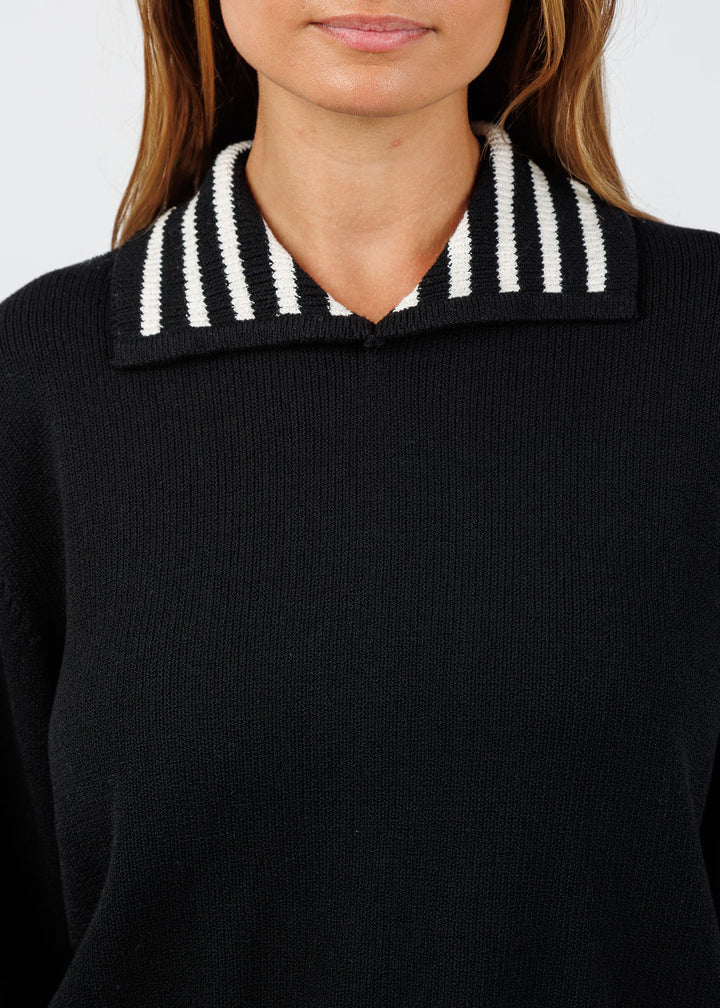 Frame The Sailor Pullover Sweater in Black Multi available at Barbara Katz