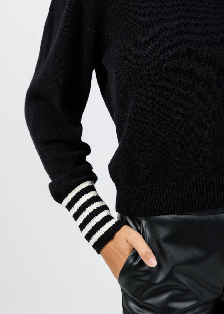 Frame The Sailor Pullover Sweater in Black Multi available at Barbara Katz