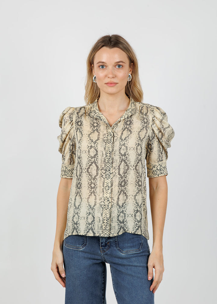 Frame The Snake Gillian Top in Camel available at Barbara Katz