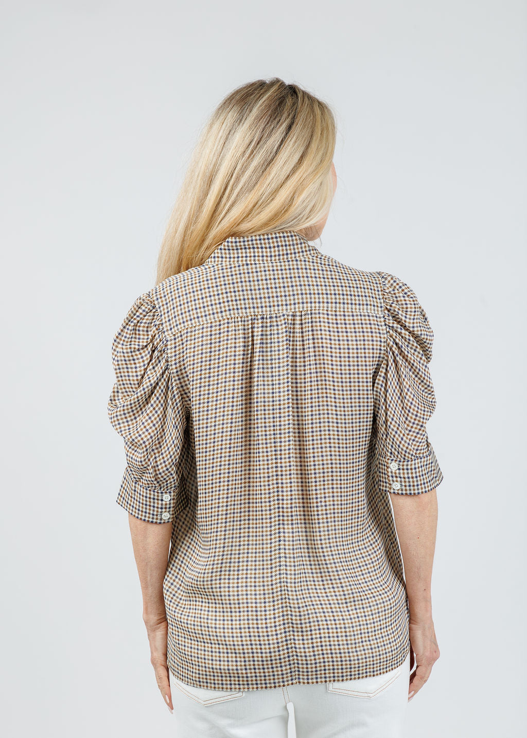 Gillian Silk Top - Houndstooth Multi