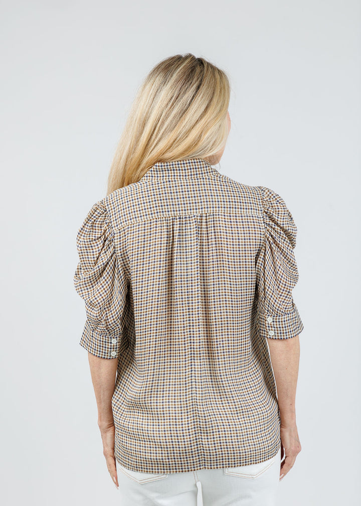 Gillian Silk Top - Houndstooth Multi
