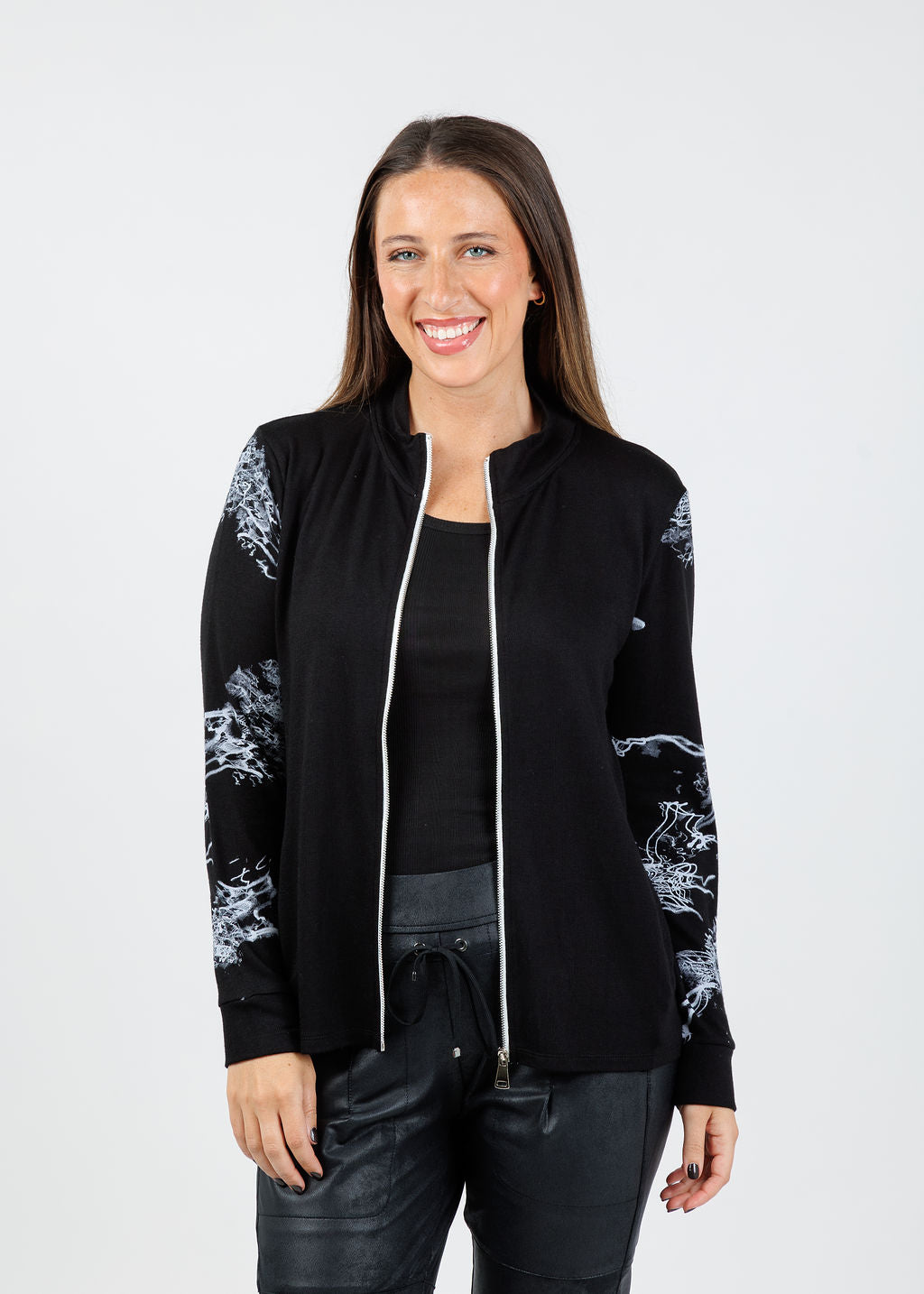 BK Monroe Lightning Zip Up in Black/Multi available at Barbara Katz