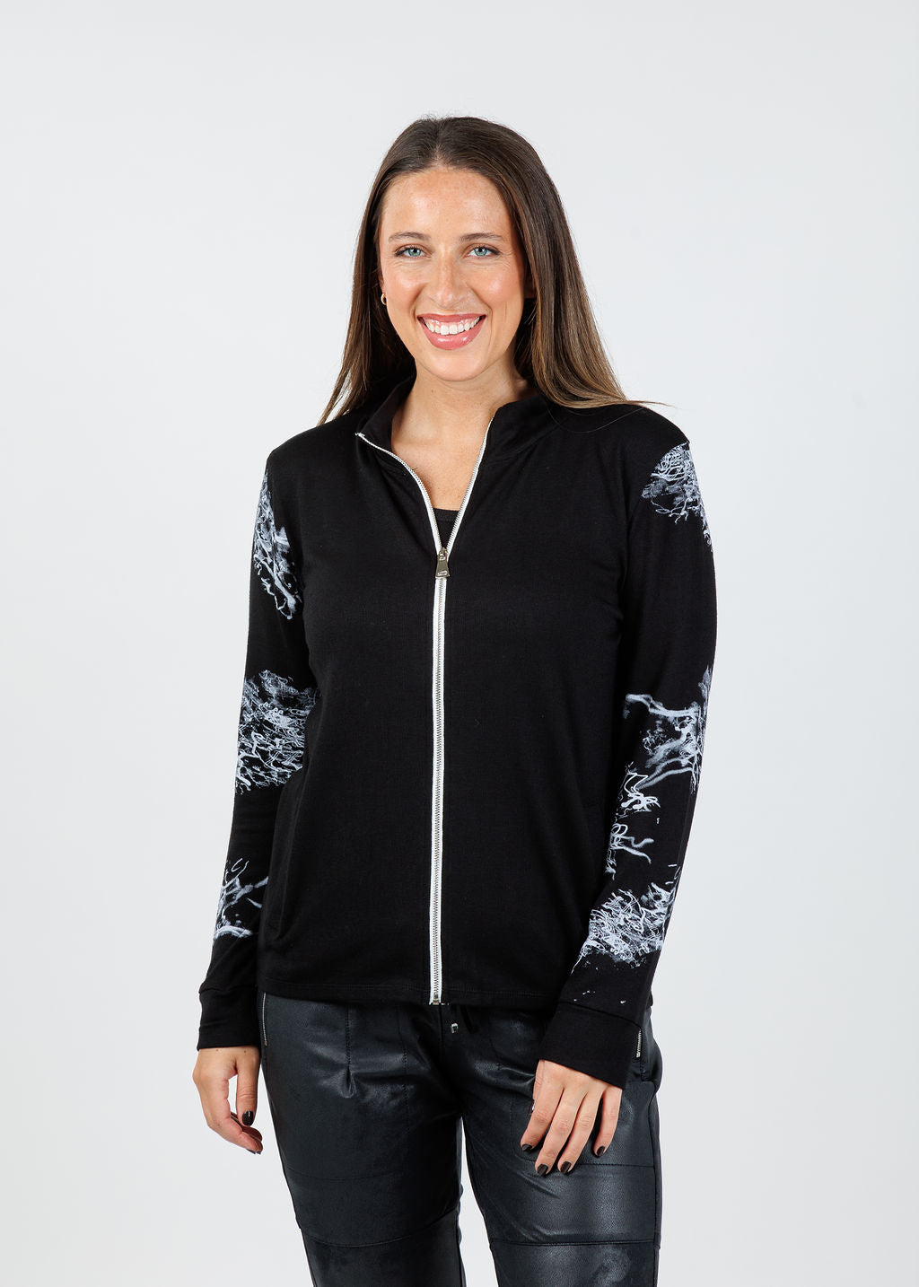 BK Monroe Lightning Zip Up in Black/Multi available at Barbara Katz