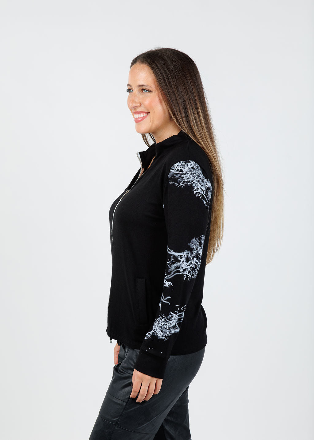 BK Monroe Lightning Zip Up in Black/Multi available at Barbara Katz