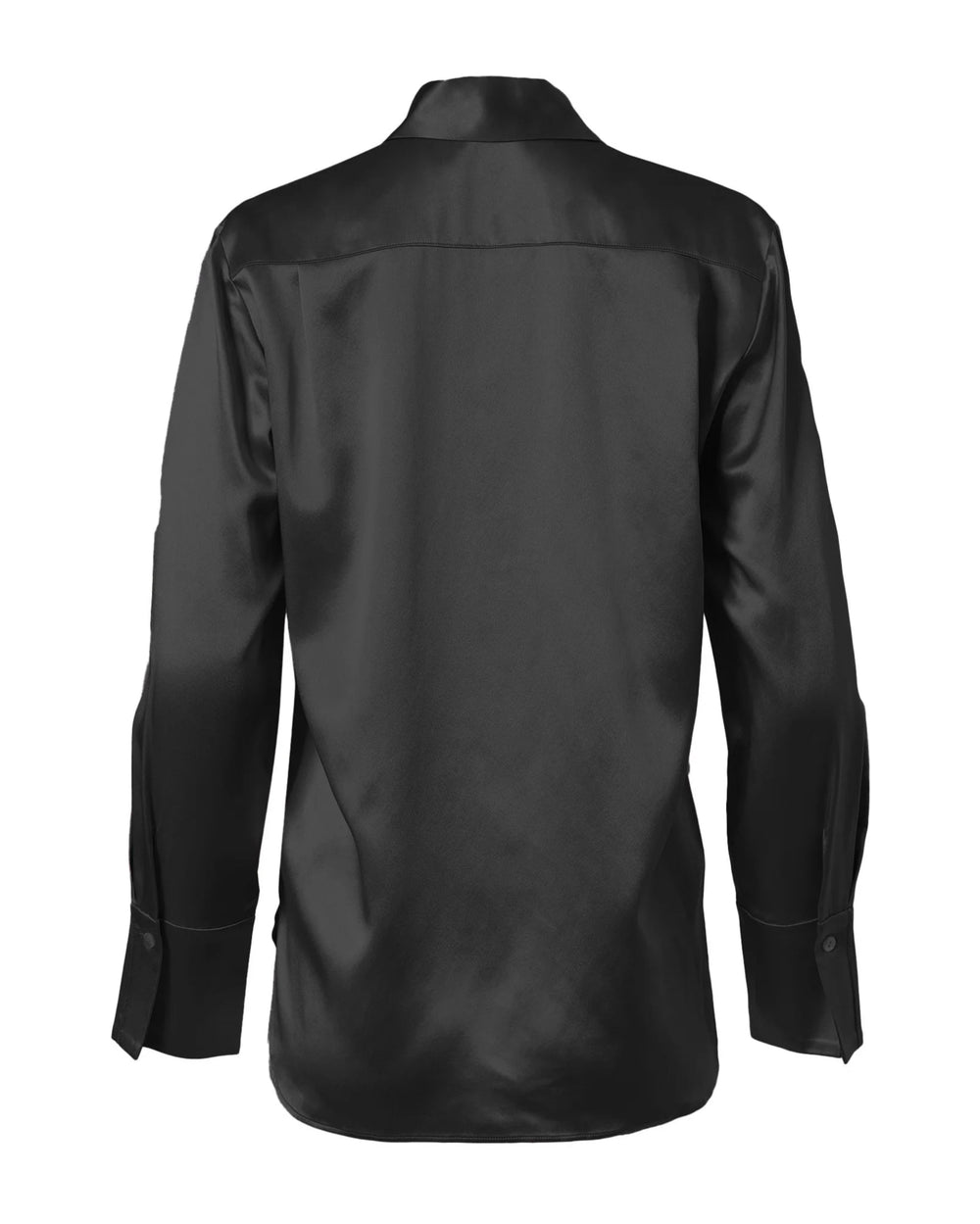Diomi Full Cut Sateen Button Down Blouse in Black available at Barbara Katz