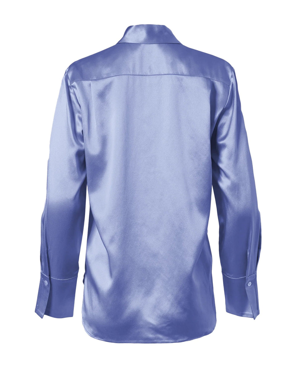 Diomi Full Cut Sateen Button Down Blouse in Lolite Blue available at Barbara Katz