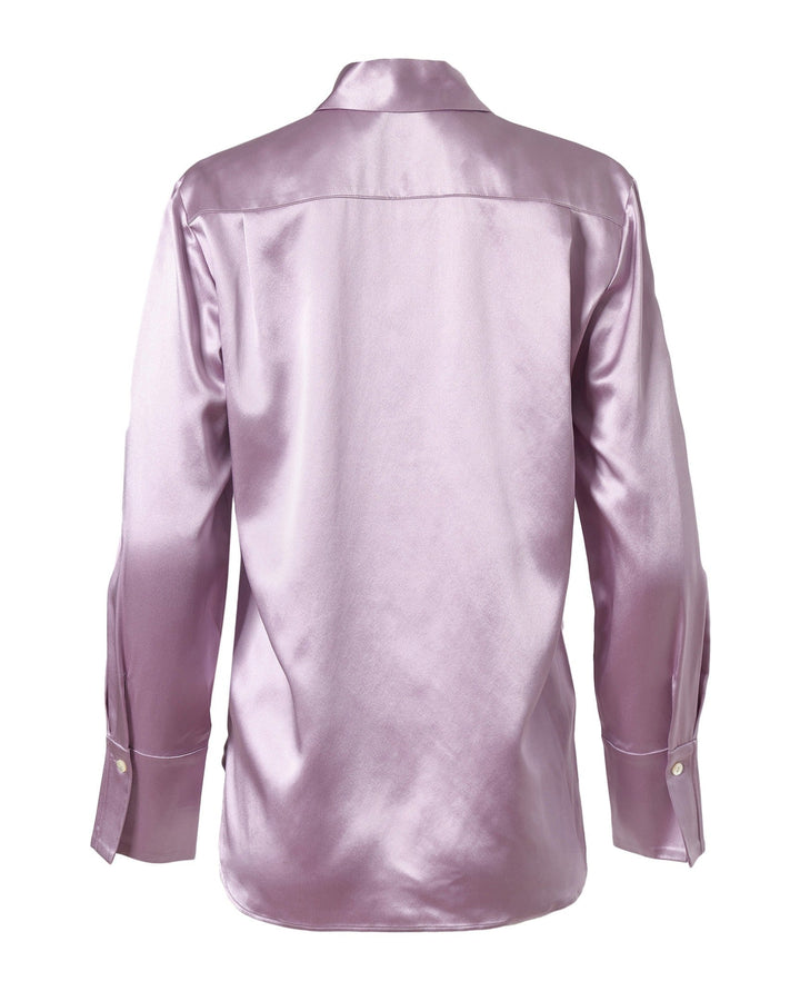 Diomi Full Cut Sateen Button Down Blouse in Princess Pink available at Barbara Katz