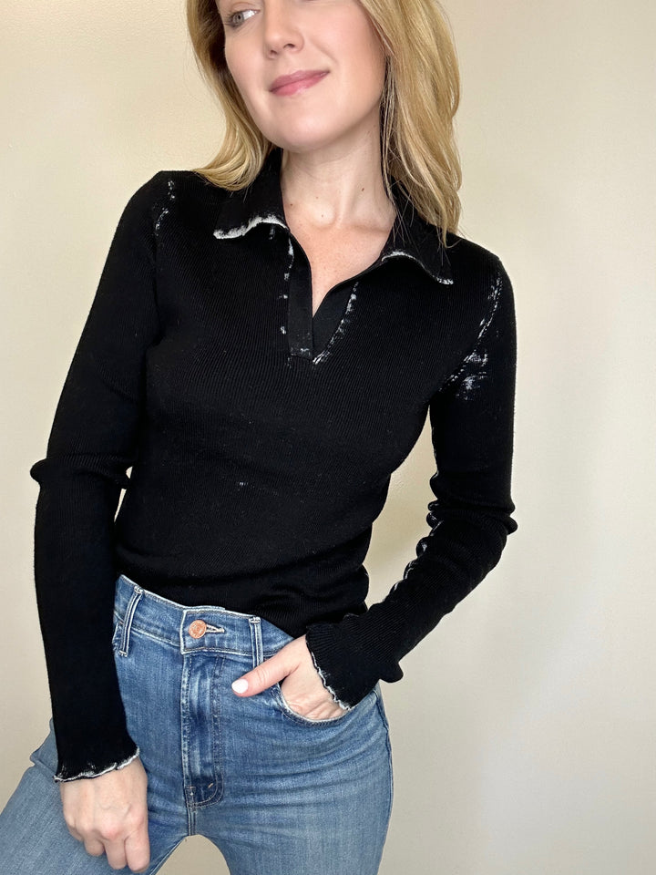 Autumn Cashmere Inked Rib Johnny Collar