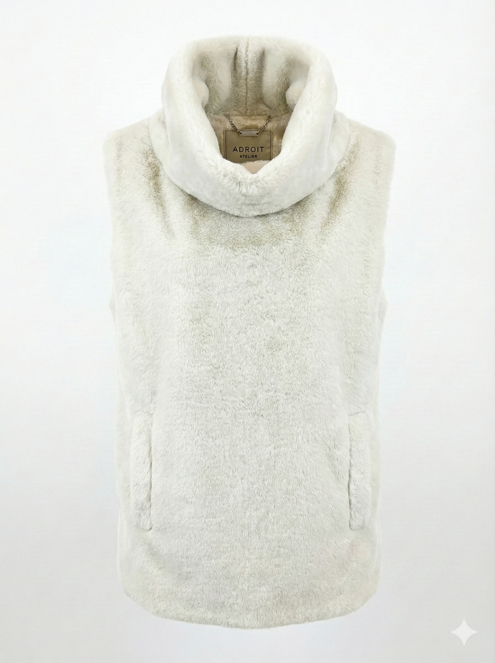 Adroit Atelier Furry Slip-on Faux Fur Dickey in Cream available at Barbara Katz