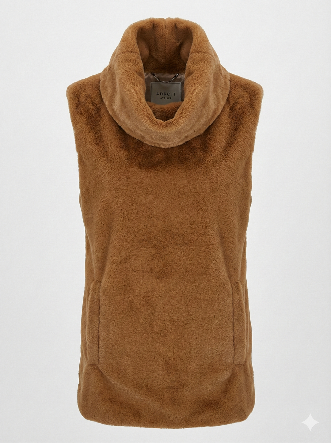 Adroit Atelier Furry Slip-on Faux Fur Dickey in Camel available at Barbara Katz