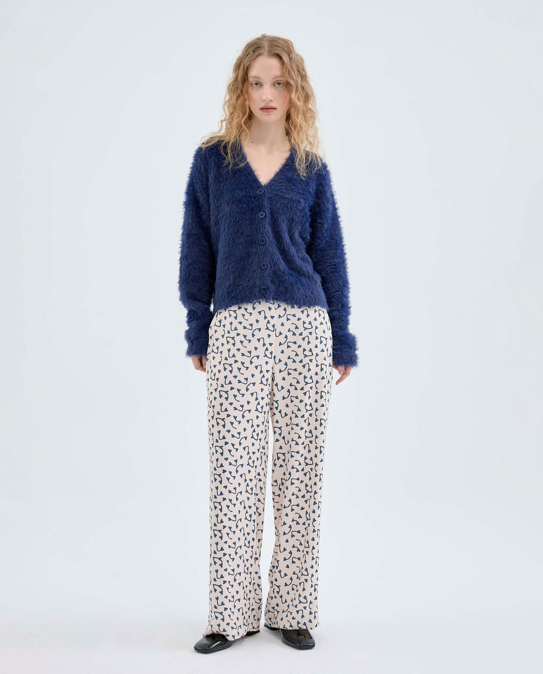 Fuzzy Cardigan - Dark Blue