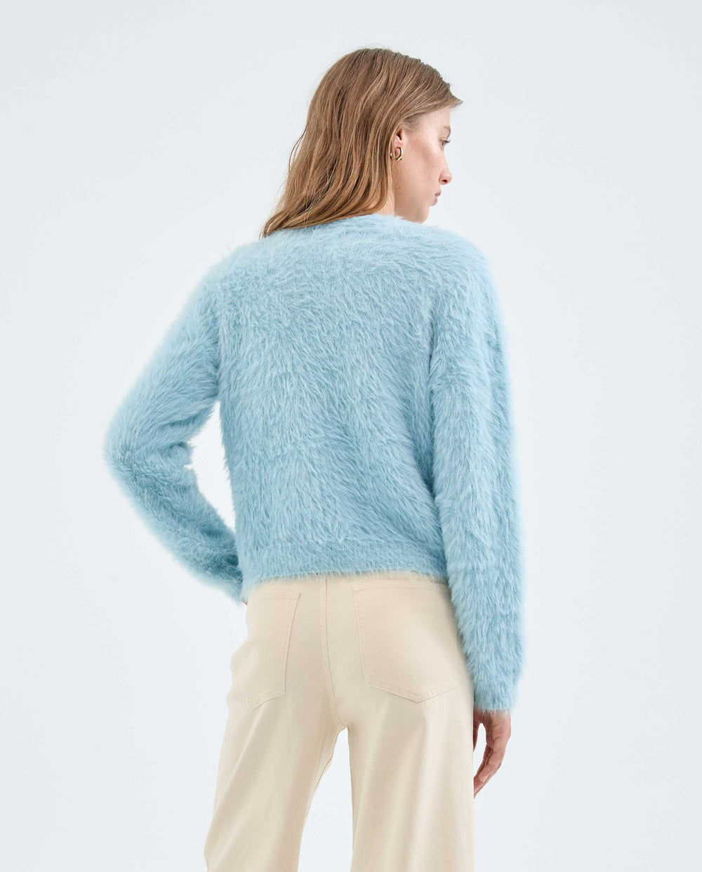 Fuzzy Cardigan - Light Blue