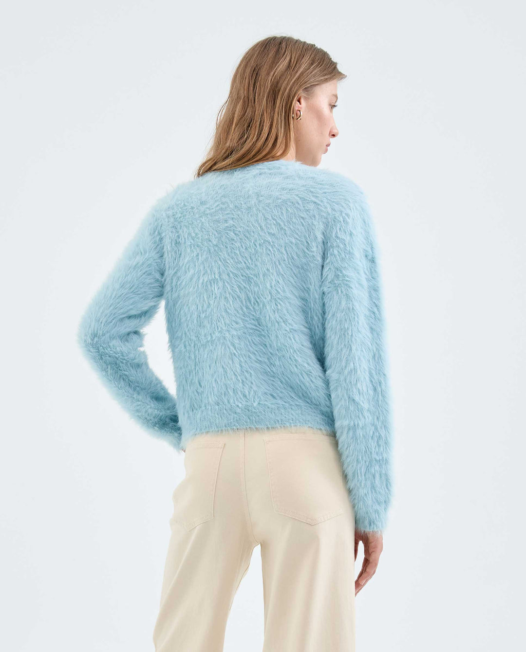 Fuzzy Cardigan - Light Blue