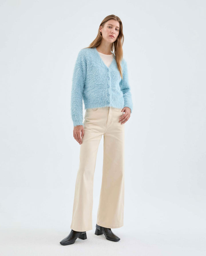 Fuzzy Cardigan - Light Blue