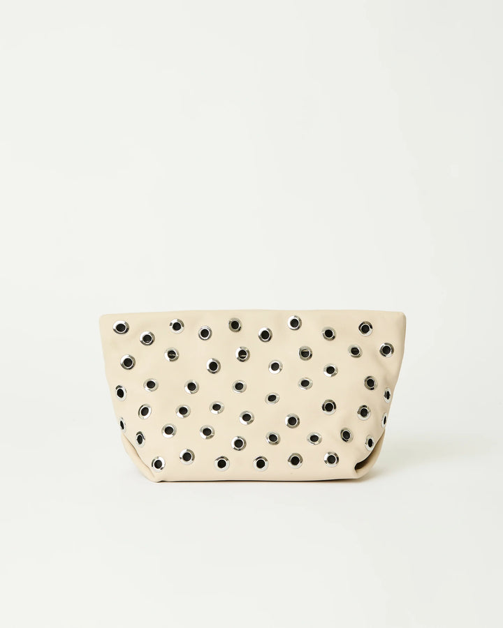 B-Low The Belt Gia Grommet Leather Clutch Bag in Bone Silver available at Barbara Katz