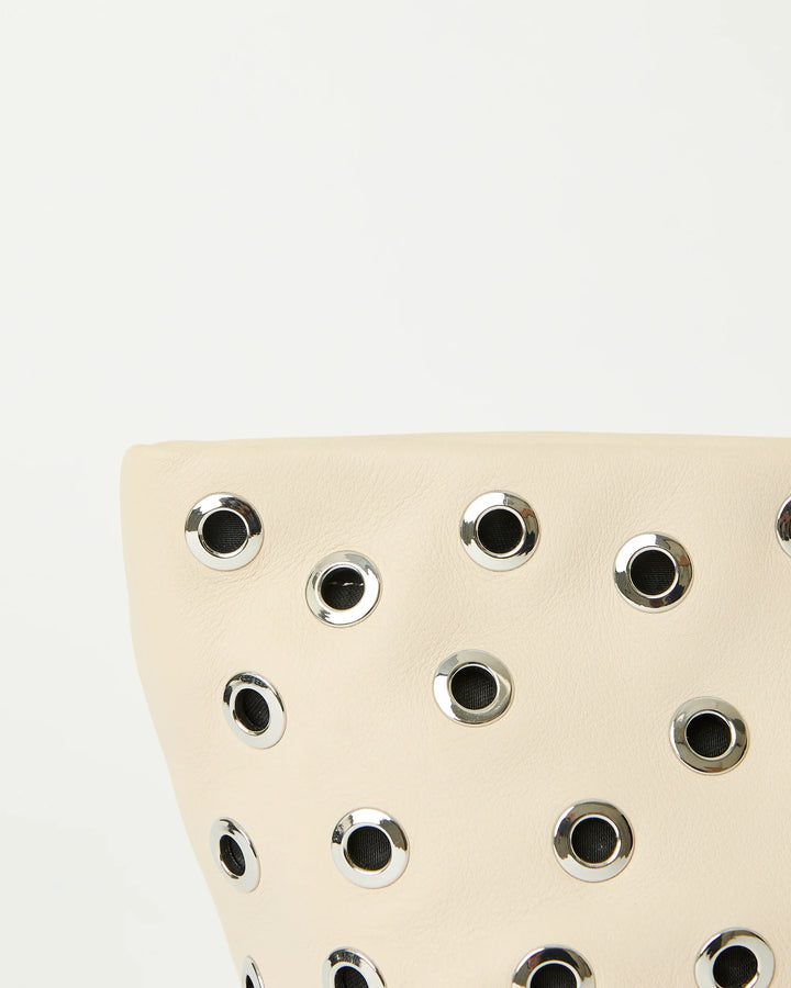 B-Low The Belt Gia Grommet Leather Clutch Bag in Bone Silver available at Barbara Katz