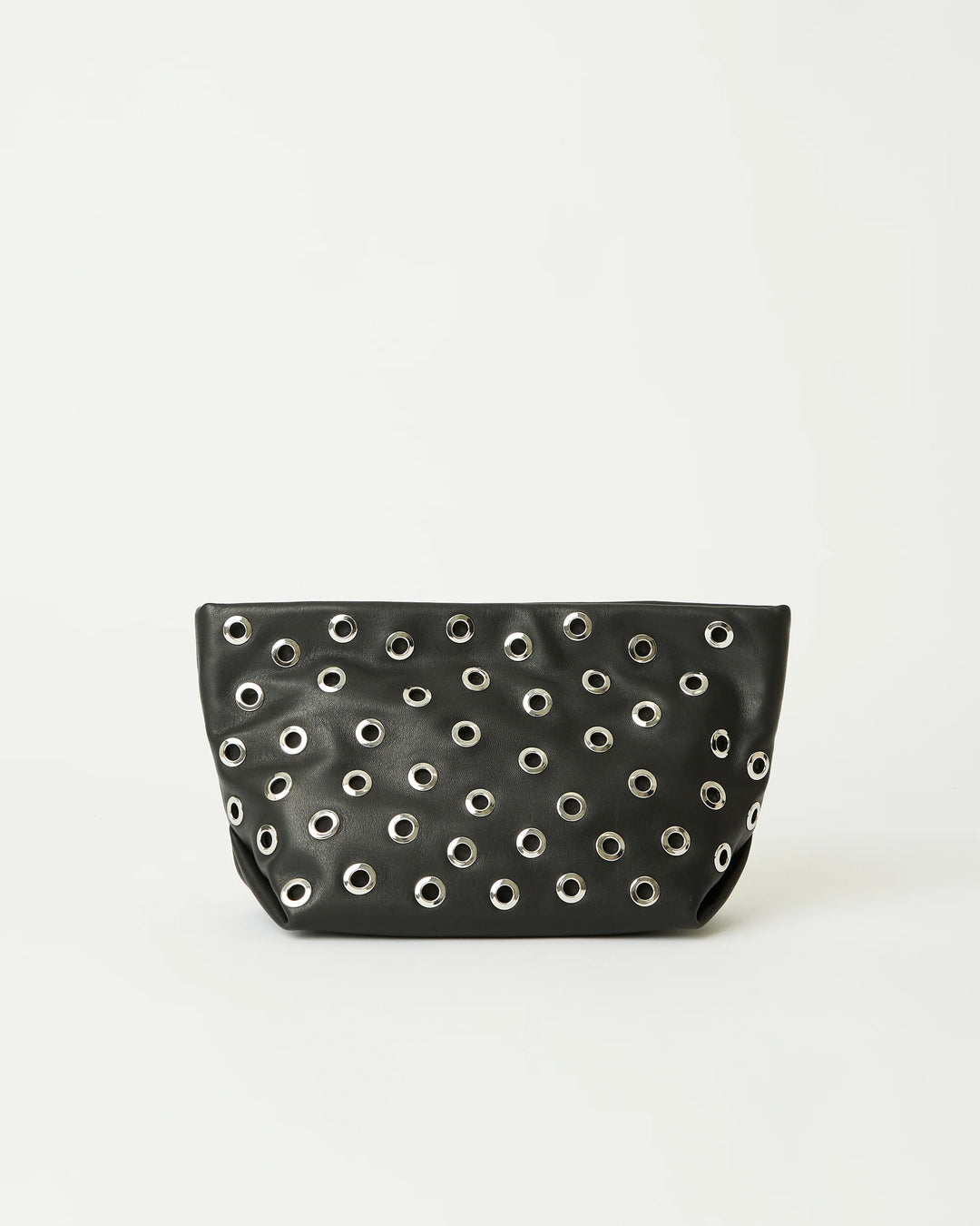 B-Low The Belt Gia Grommet Leather Clutch Bag in Black Silver available at Barbara Katz