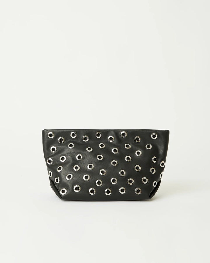 B-Low The Belt Gia Grommet Leather Clutch Bag in Black Silver available at Barbara Katz