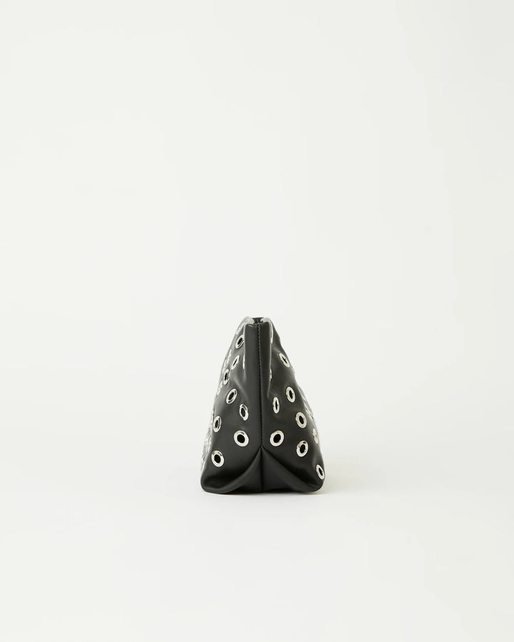 B-Low The Belt Gia Grommet Leather Clutch Bag in Black Silver available at Barbara Katz