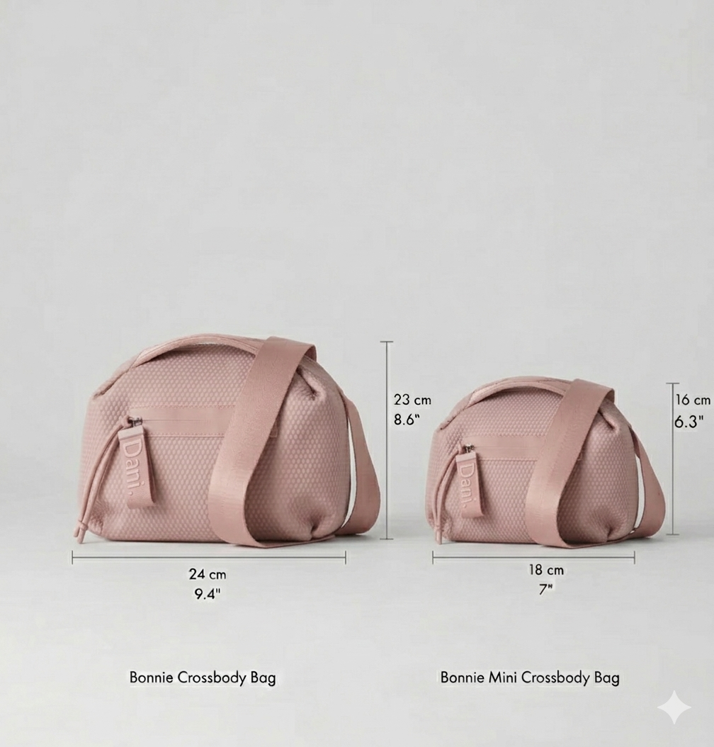Daniella Lehavi Bonnie Crossbody Bag - Pink Lemonade size comparison