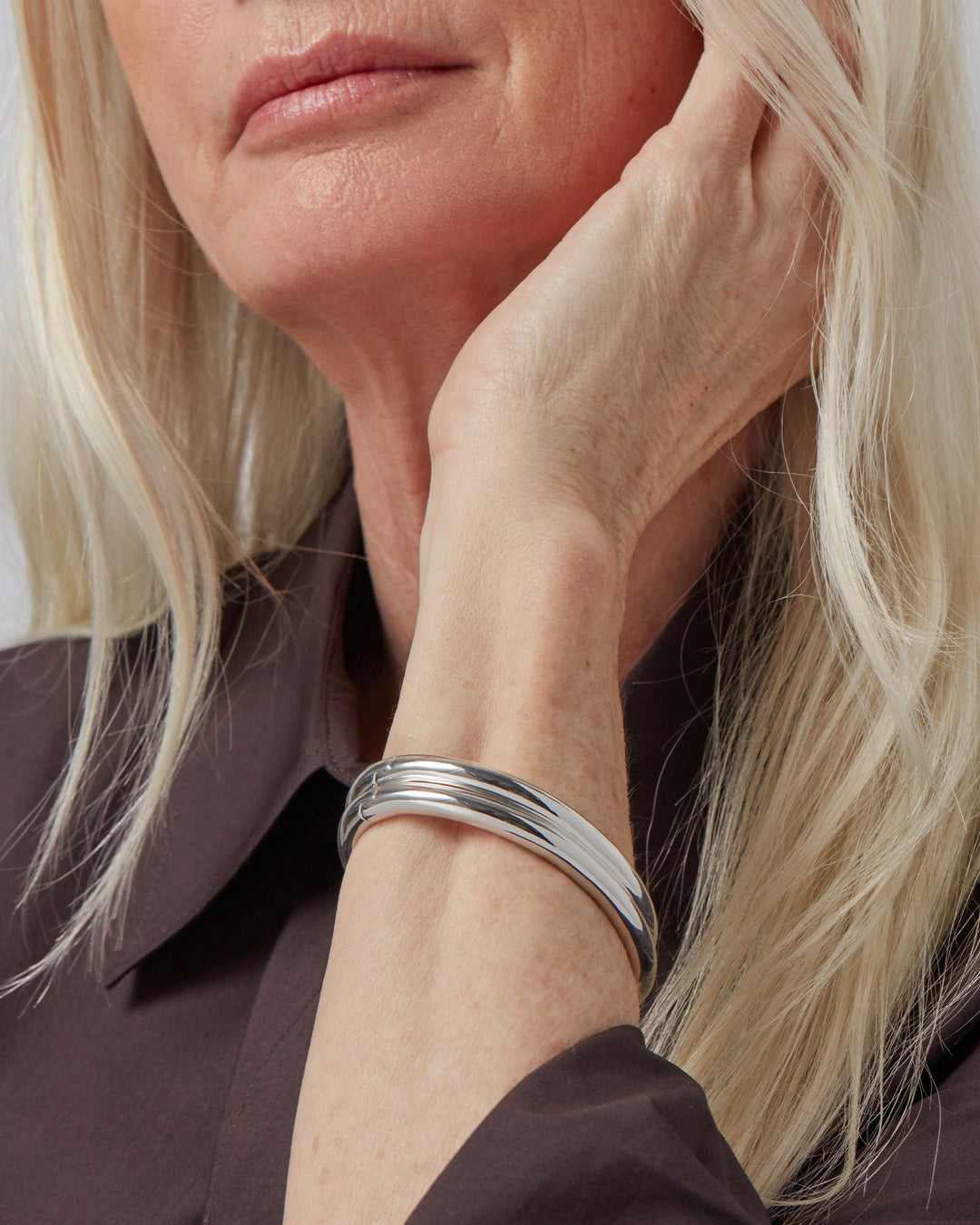 Jenny Bird Gia Bangle in Platinum available at Barbara Katz