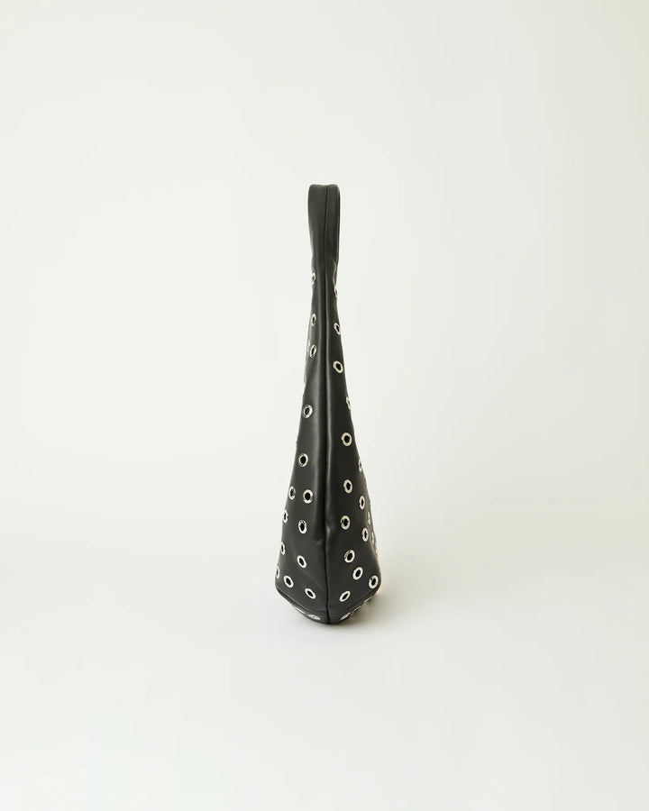 B-Low The Belt Gia Grommet Leather Hobo Bag in Black Silver available at Barbara Katz