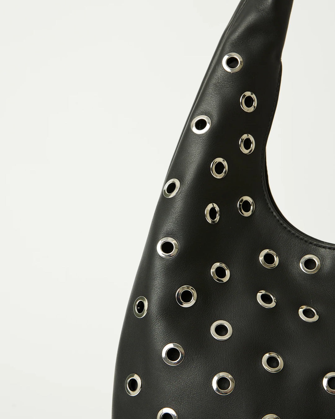 B-Low The Belt Gia Grommet Leather Hobo Bag in Black Silver available at Barbara Katz