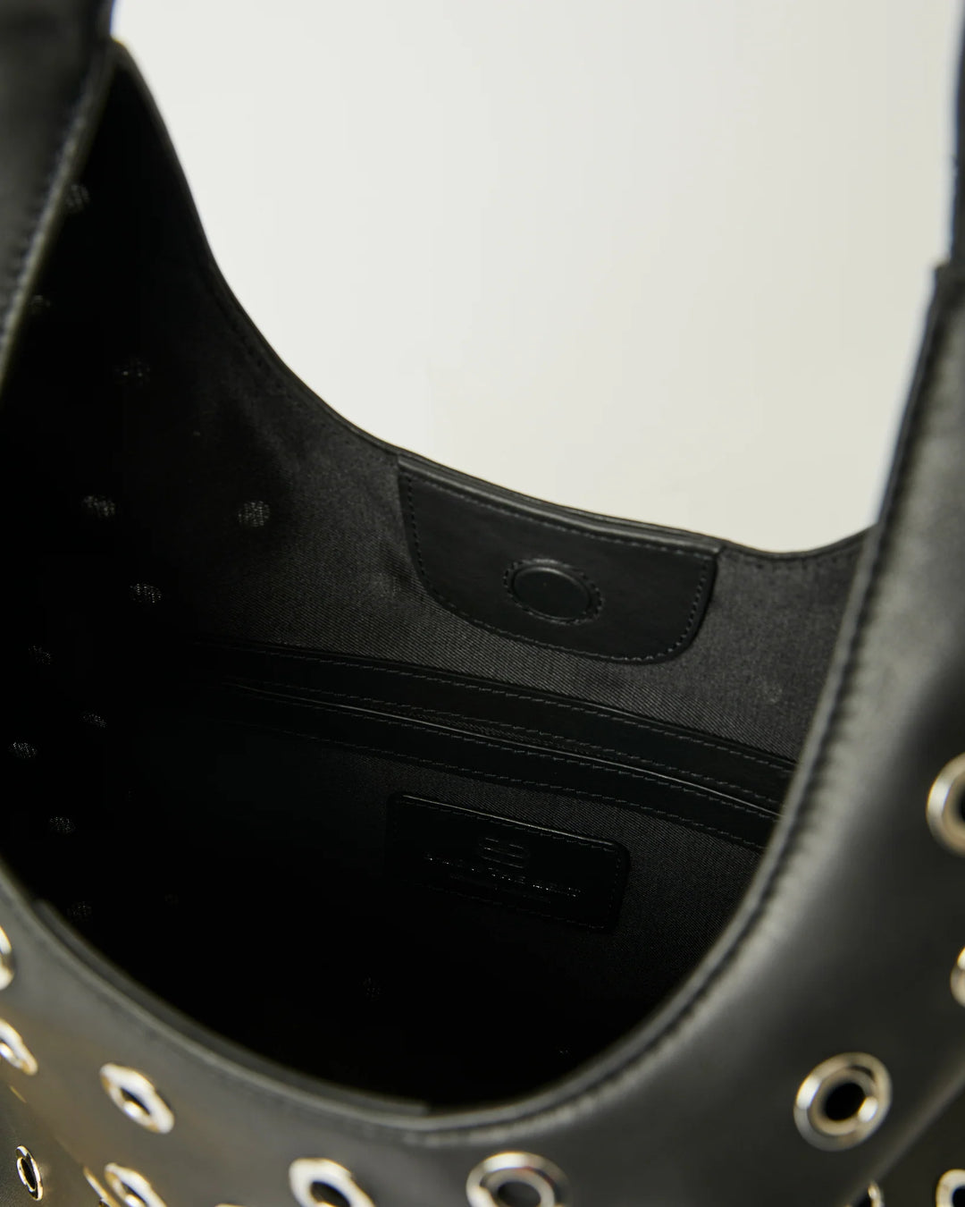 B-Low The Belt Gia Grommet Leather Hobo Bag in Black Silver available at Barbara Katz