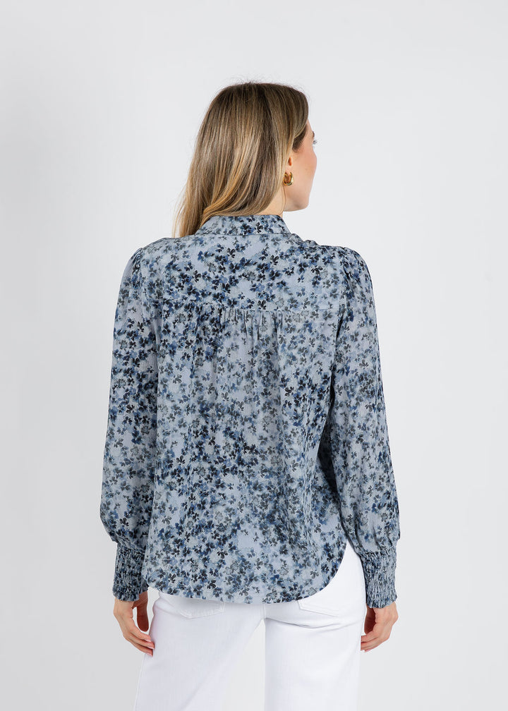 BK Go Spoken Word Printed Top in Blue Jean Girl available at Barbara Katz