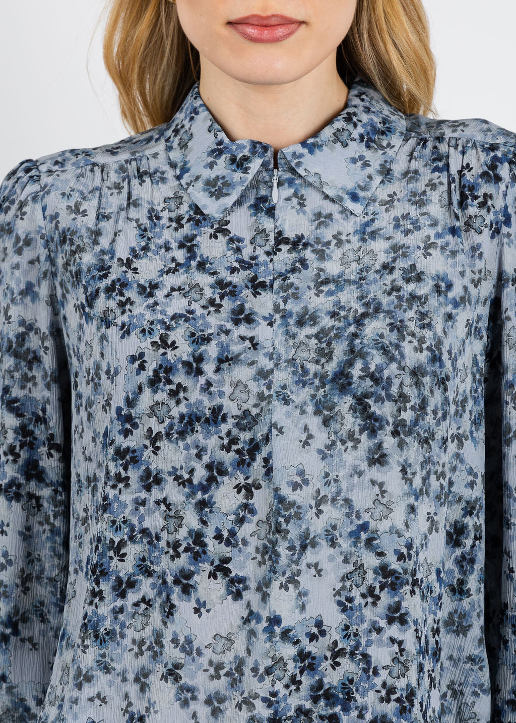 BK Go Spoken Word Printed Top in Blue Jean Girl available at Barbara Katz