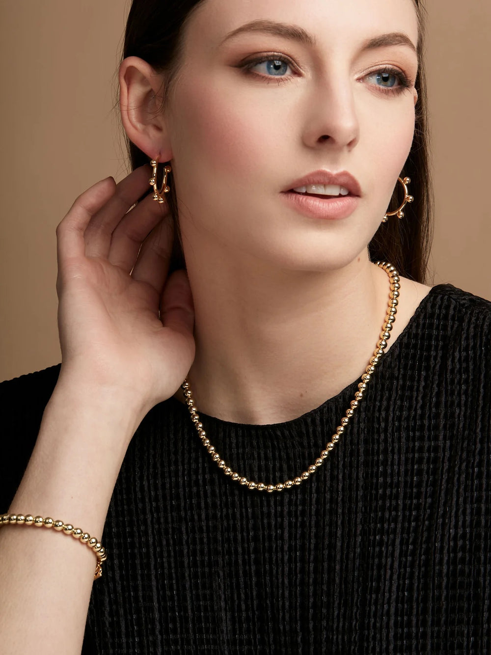 Barbara Katz Jewelry Gold Beaded Stretch Bracelet