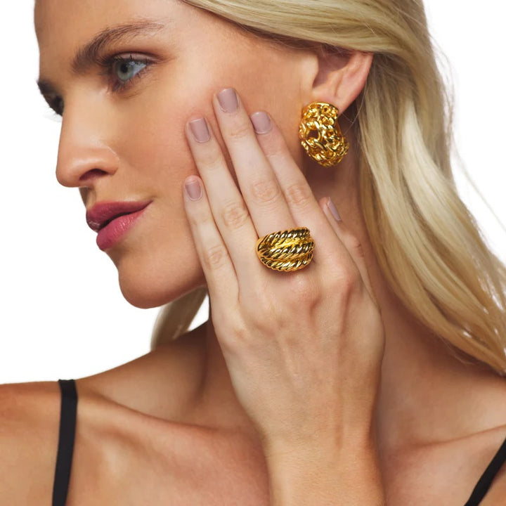 Gold Braided Clip Earrings