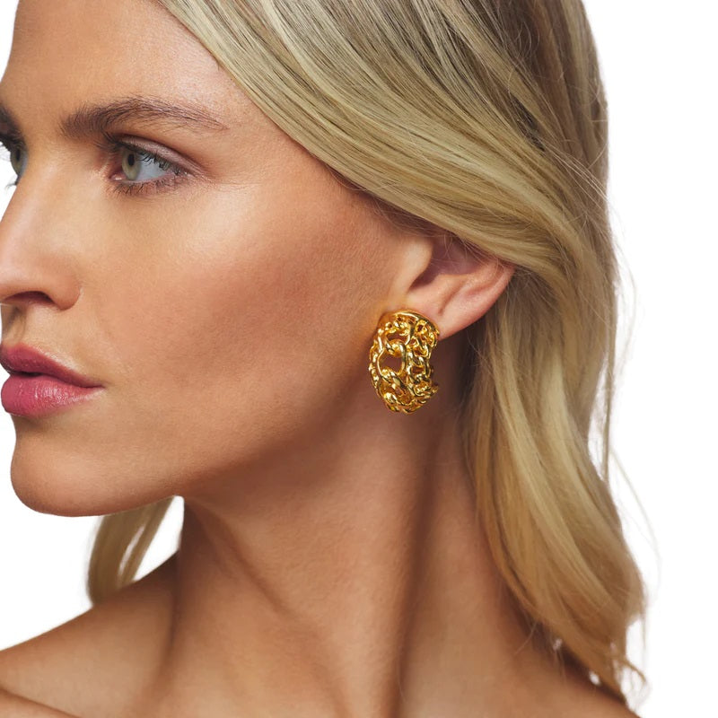 Gold Braided Clip Earrings