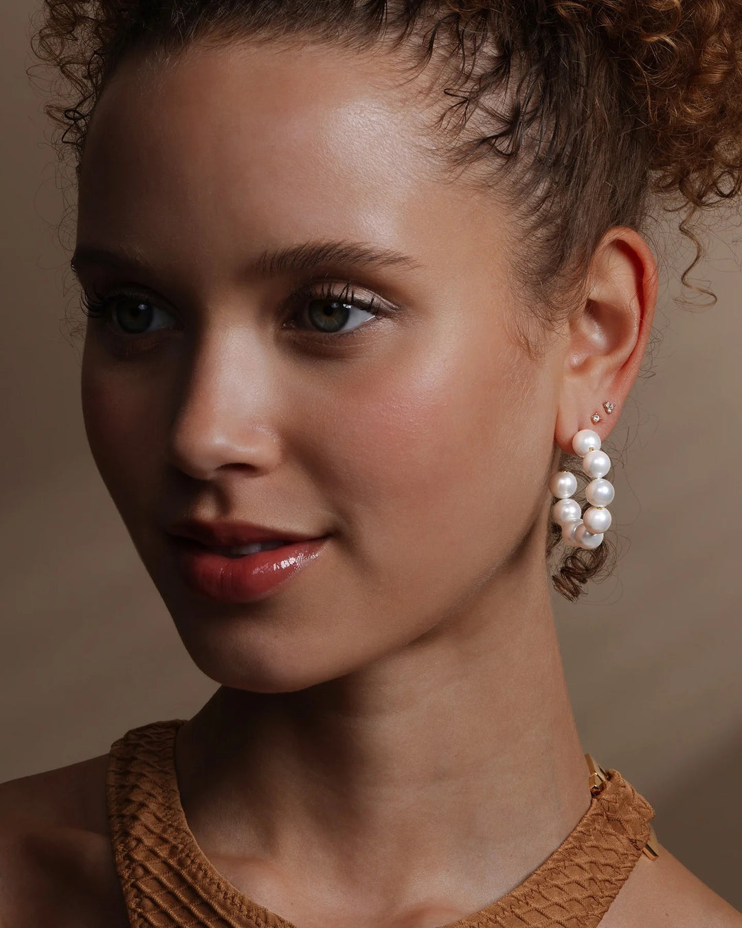 Melinda Maria Gold Life's A Ball Pearl Hoops