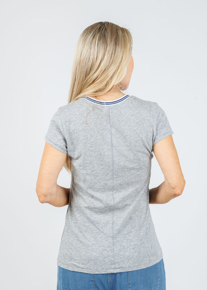 Classic Metallic Tipped Ringer Tee - Gray Heather