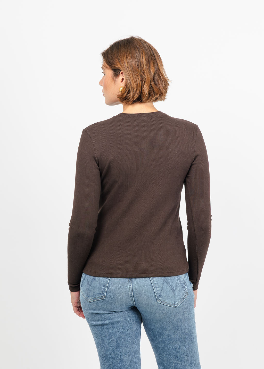 Goldie Audrey Crew Cardigan in Coffee available at Barbara Katz