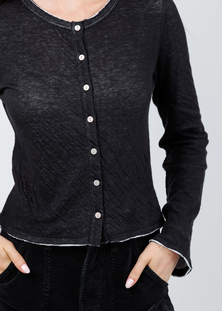 Goldie Chloe Double Layer Jersey Cardigan in Black/White available at Barbara Katz