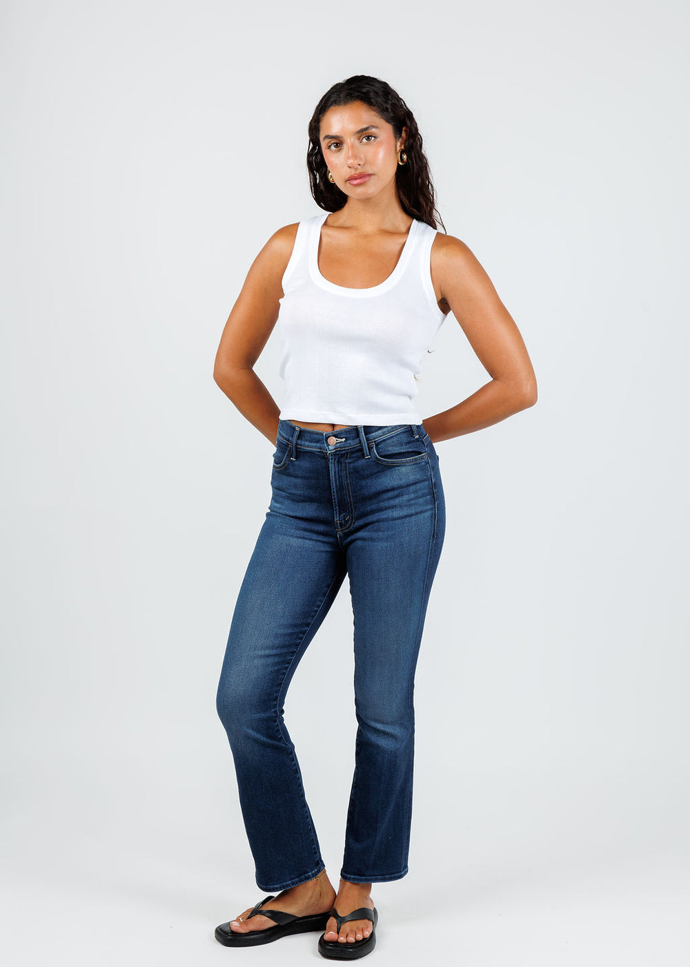 Goldie Cotton Variegated Rib Crop Tank in White available at Barbara Katz