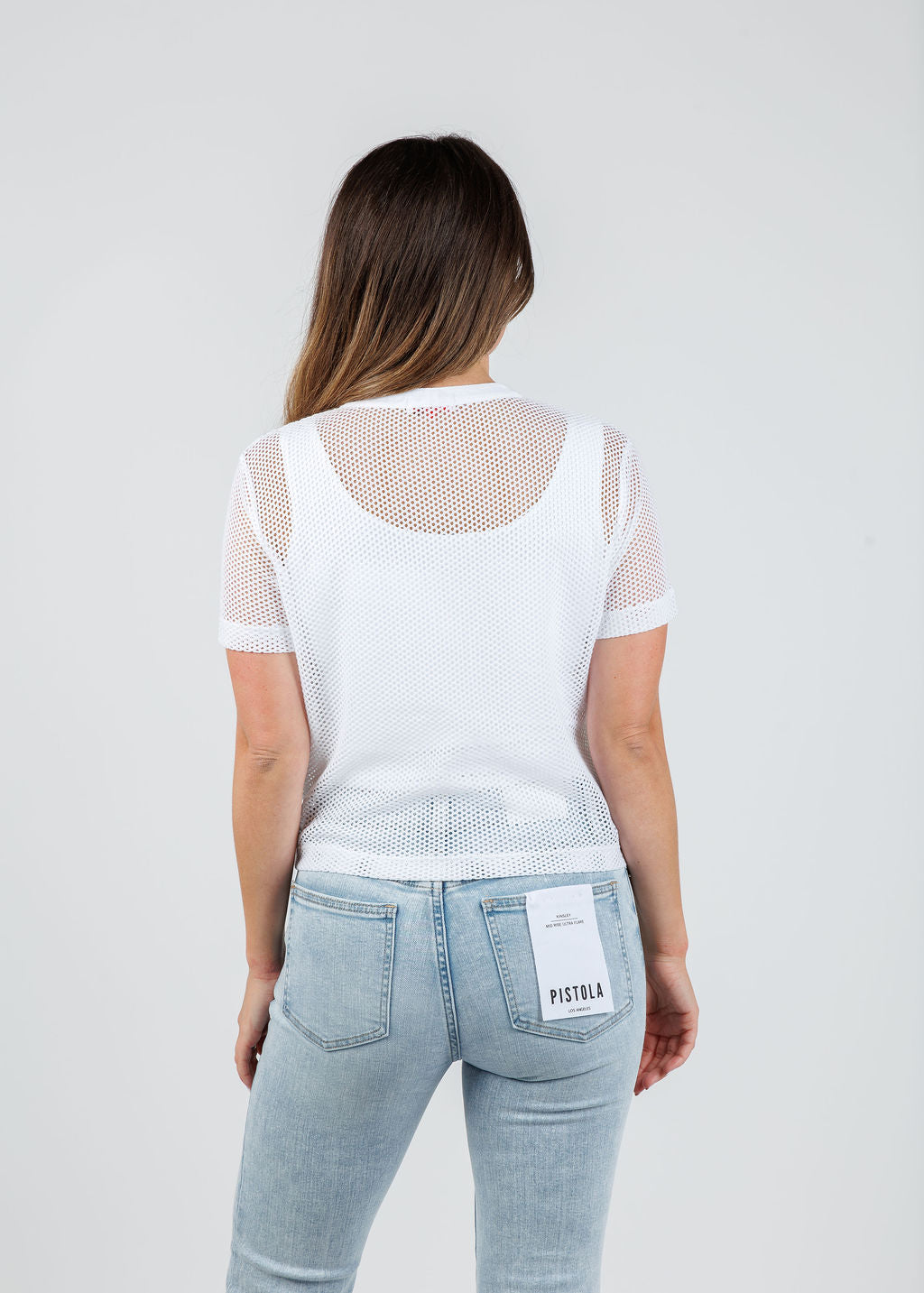 High Roller Fishnet Crop Button Up Shirt - White