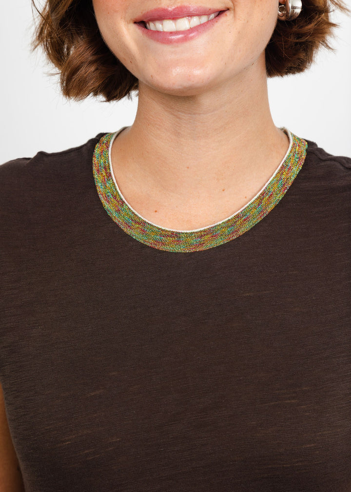 Goldie Iridescent Shimmer Metallic Ringer Tee in Coffee Multi available at Barbara Katz