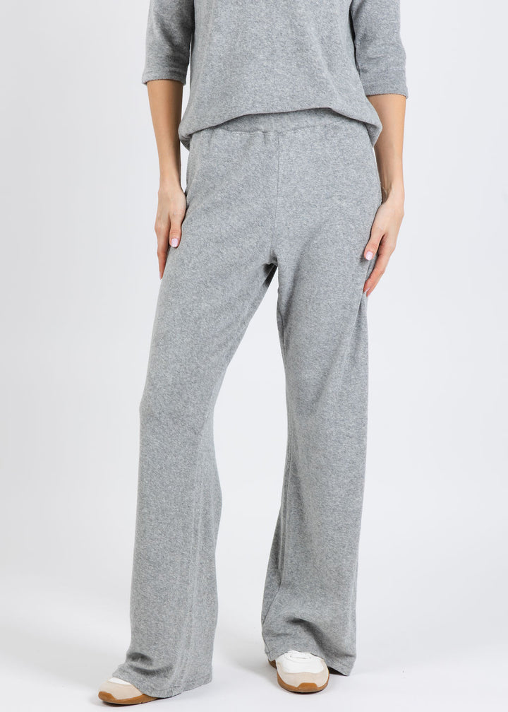 Goldie Life of Luxury Terry Flare Pants in Gray Heather available at Barbara Katz